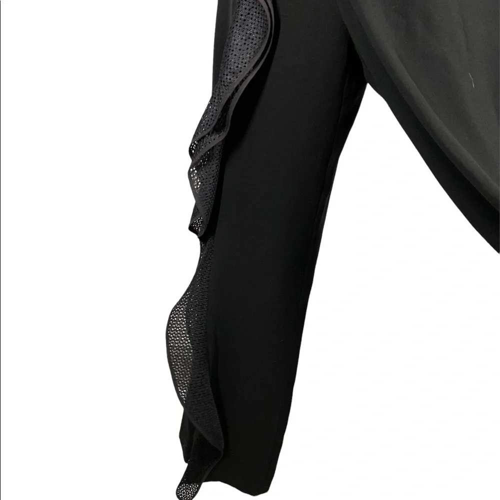 JONATHAN SIMKHAI One Shoulder Ruffle Diamond Mesh Jumpsuit
